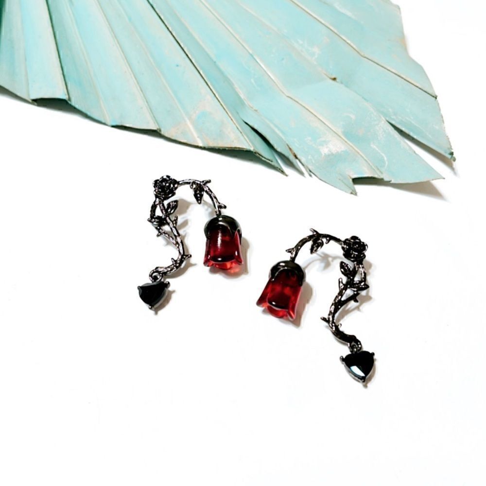 Rose drop earrings S106 - Picture 1 of 3